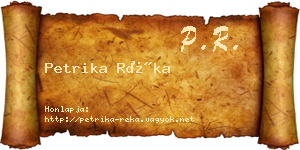 Petrika Réka névjegykártya
